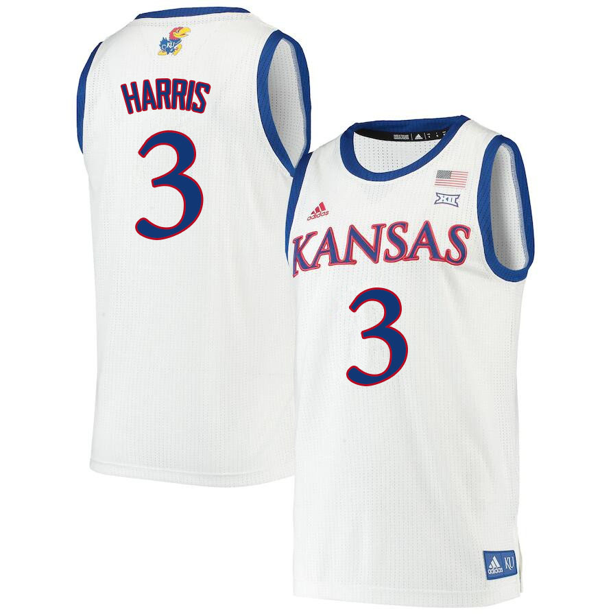 Men #3 Dajuan Harris Kansas Jayhawks College Basketball Jerseys Sale-White - Click Image to Close